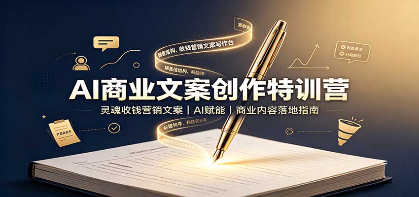 AI商业文案创作特训营：灵魂收钱营销文案，AI赋能，商业内容落地指南 - 福缘网