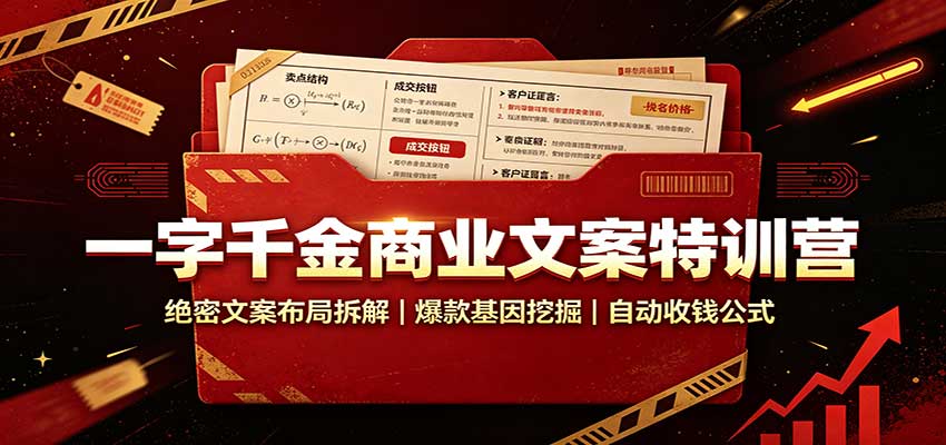 一字千金商业文案特训营：绝密文案布局拆解，爆款基因挖掘，自动收钱公式 - 福缘网