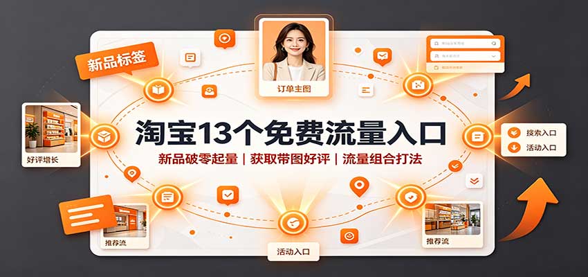淘宝13个免费流量入口：新品破零起量，获取带图好评，流量组合打法 - 福缘网