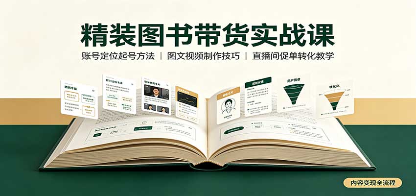 精装图书带货实战课：账号定位起号方法，图文视频制作，促单转化教学 - 福缘网