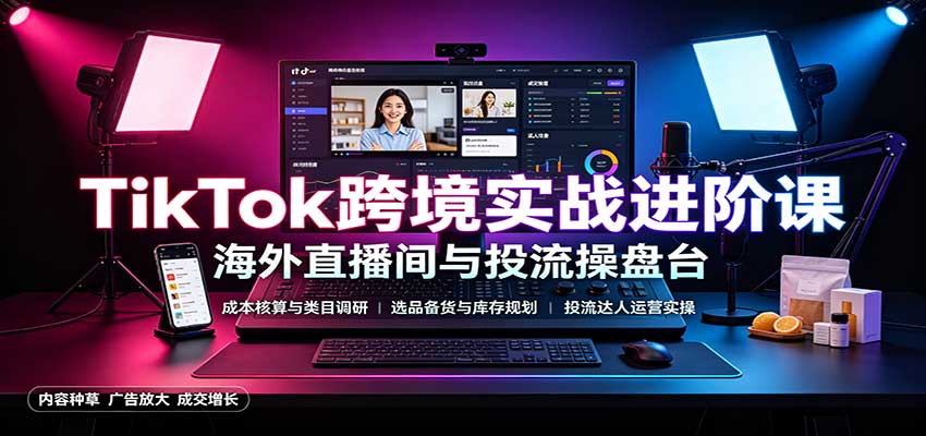 TikTok跨境实战进阶课：成本核算类目调研，选品备货，投流达人运营 - 福缘网
