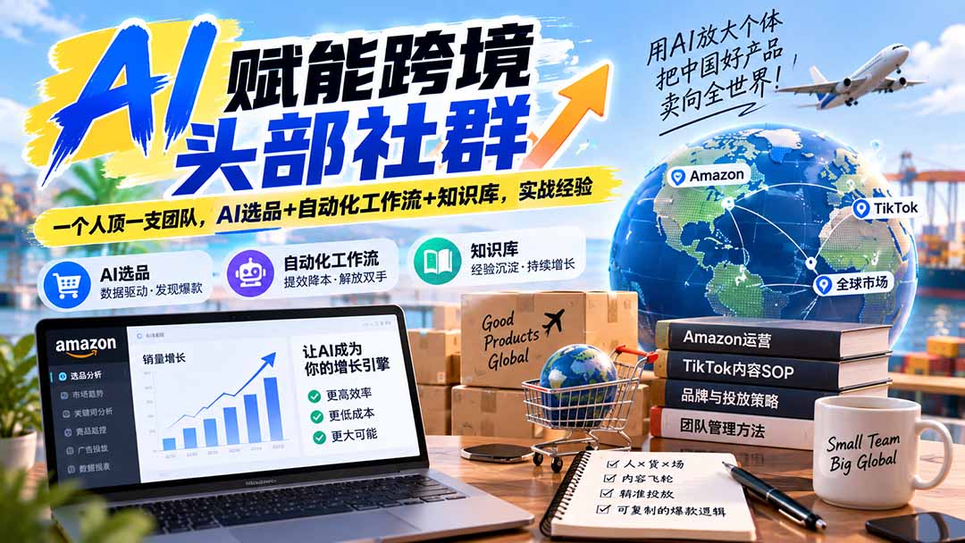AI赋能跨境头部社群-更新9月：一个人顶一支团队，AI选品+自动化工作流+知识库，实战经验-海之城短剧项目