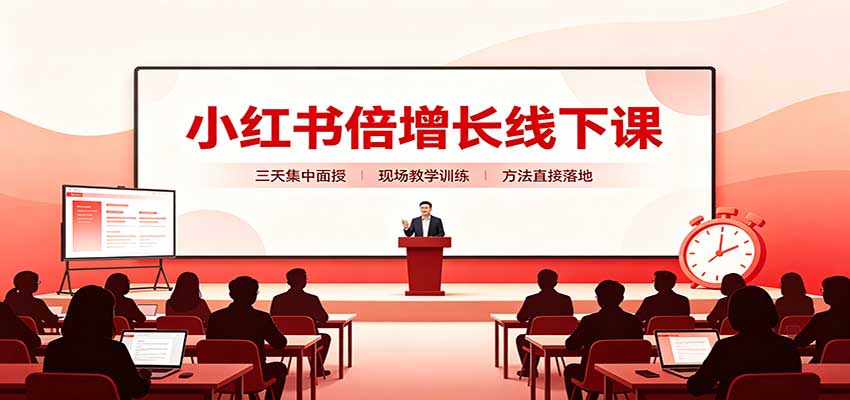 小红书倍增长线下课：三天集中面授，拆解选品、素材制作与起号全链路-海之城短剧项目