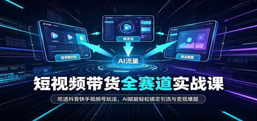 短视频带货全赛道：吃透抖音快手视频号玩法，AI赋能轻松搞定引流与变现难题-海之城短剧项目