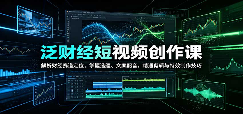 泛财经短视频创作课：解析财经赛道定位，掌握选题、文案配音，精通剪辑与特效制作技巧-海之城短剧项目