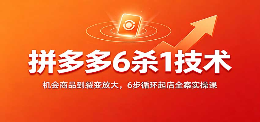 拼多多6杀1技术：机会商品到裂变放大，6步循环起店全案实操课-海之城短剧项目