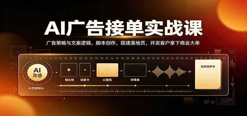 AI广告接单实战课：广告策略与文案逻辑，脚本创作，搭建落地页，开发客户拿下商业大单-海之城短剧项目