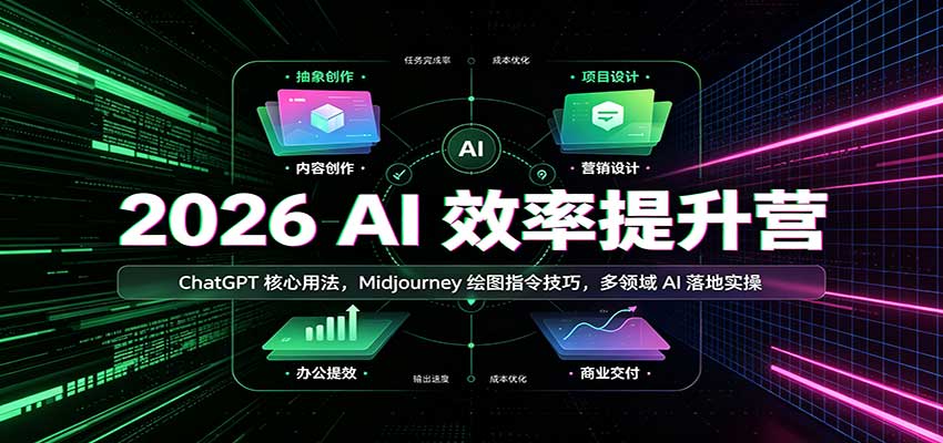 2026 AI效率提升营：ChatGPT核心用法，Midjourney绘图指令技巧，多领域AI落地实操-海之城短剧项目