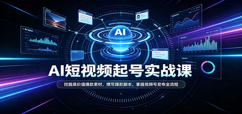 短视频AI起号实战课：挖掘高价值爆款素材，撰写爆款脚本，掌握视频号发布全流程-海之城短剧项目