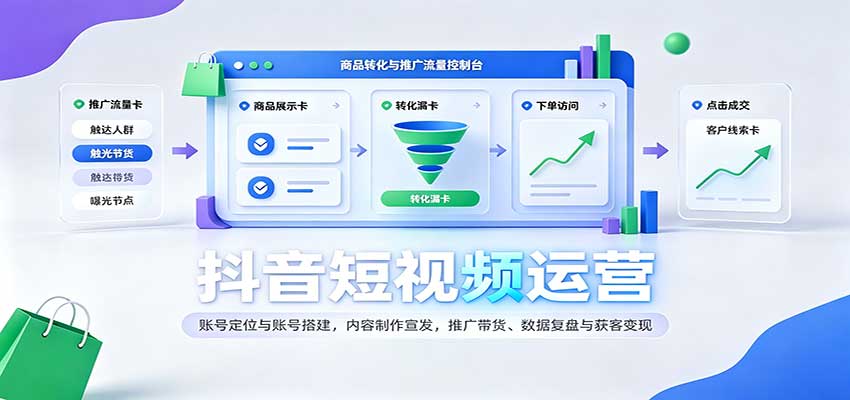 抖音短视频运营：账号定位与账号搭建，内容制作宣发，推广带货、数据复盘与获客变现-海之城短剧项目