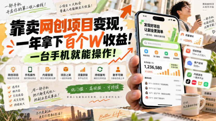 网创小程序虚拟资料变现，一年拿下百万收益，一部手机就可以做，0成本变现副业！-海之城短剧项目
