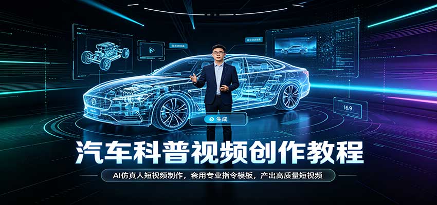 汽车科普视频创作教程：AI仿真人短视频制作，套用专业指令模板，产出高质量短视频-海之城短剧项目