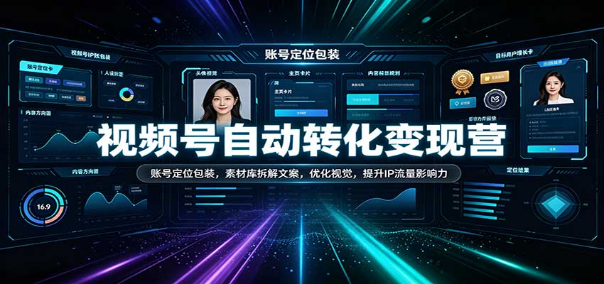 视频号自动转化变现营：账号定位包装，素材库拆解文案，优化视觉，提升IP流量影响力-海之城短剧项目