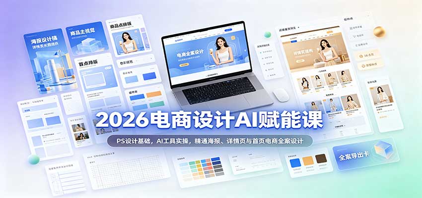 2026电商设计AI赋能课：PS设计基础，AI工具实操，精通海报、详情页与首页电商全案设计-海之城短剧项目