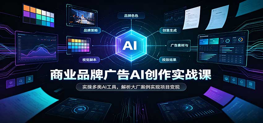 商业品牌广告AI创作实战课：实操多类AI工具，解析大厂案例实现项目变现 - 福缘网