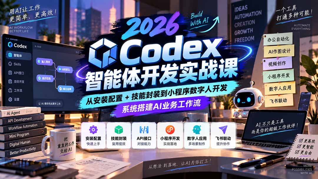 2026Codex智能体开发实战课：从安装配置+技能封装到小程序数字人开发，系统搭建AI业务工作流 - 中创网