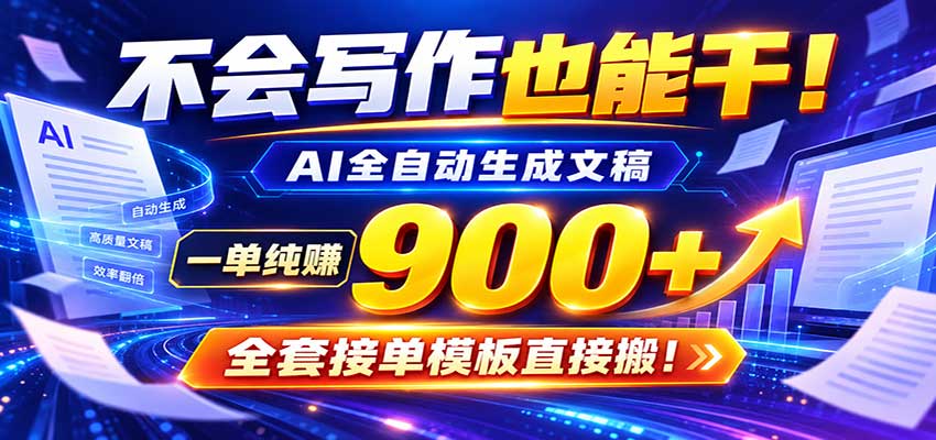 AI副业天花板：全自动出文，一单600+，免费接单群，小白当天上手收米-海之城短剧项目