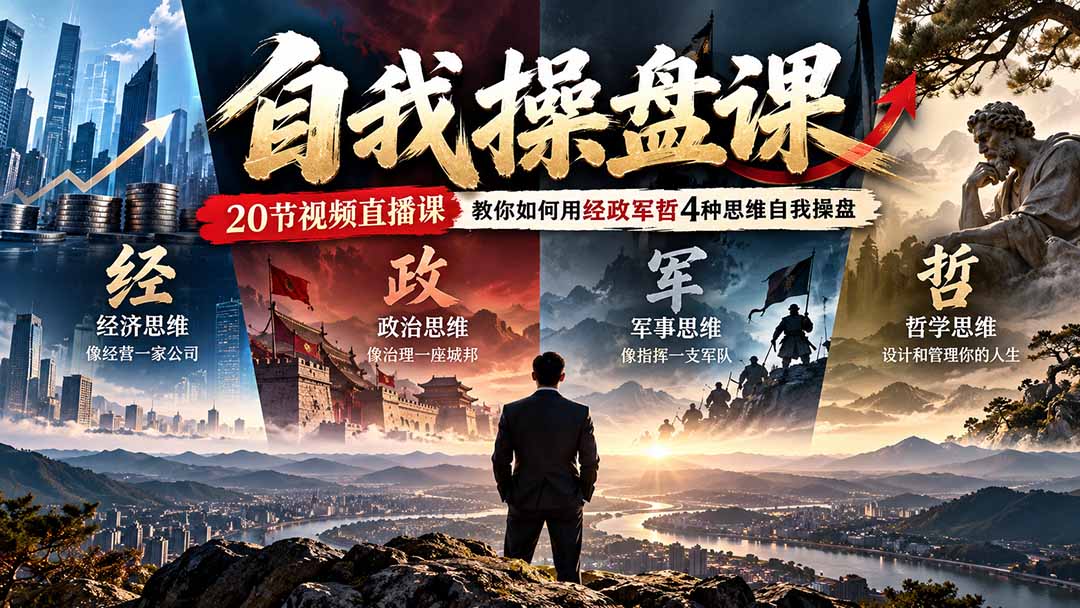 【无水印】自我操盘课，20节视频直播课教你如何用经政军哲4种思维自我操盘（更新0924）-海之城短剧项目