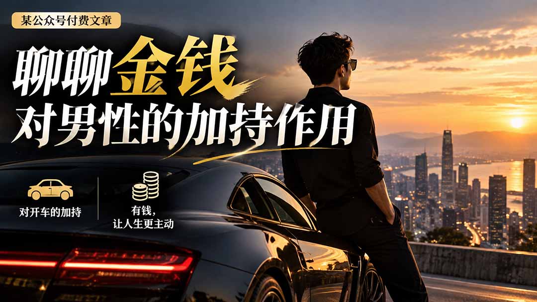 【无水印】某公众号付费文章：聊聊金钱对男性的加持作用-海之城短剧项目