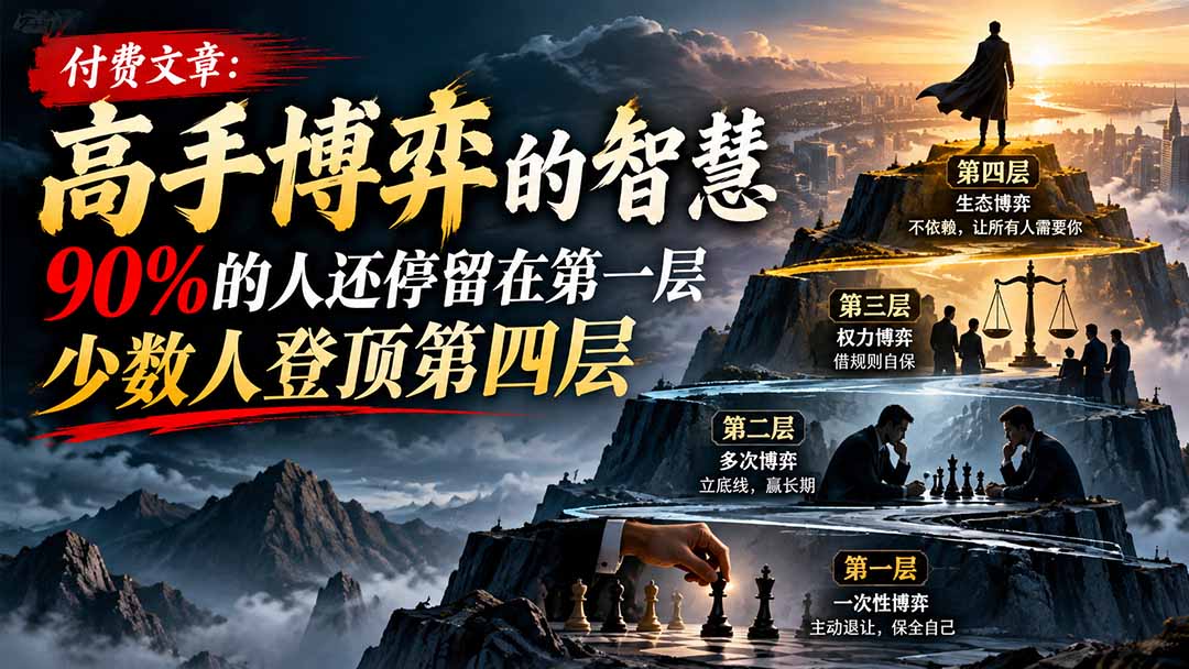 【无水印】付费文章：高手博弈的智慧，90%的人还停留在第一层，少数人登顶第四层-海之城短剧项目