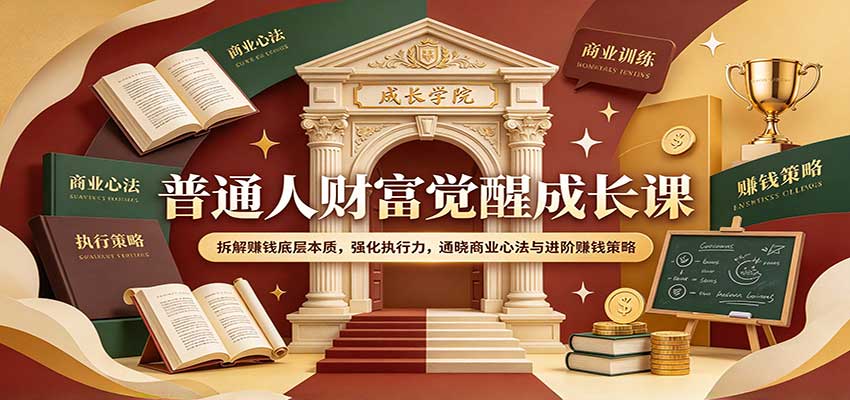 普通人财富觉醒成长课：拆解赚钱底层本质，强化执行力，通晓商业心法与进阶赚钱策略-海之城短剧项目