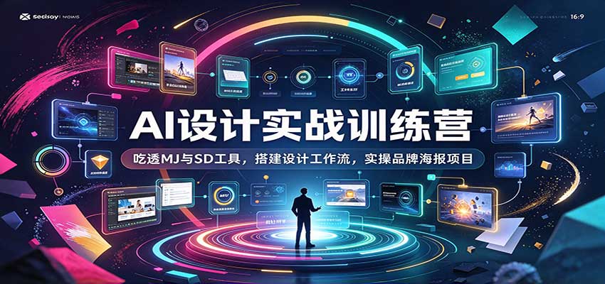AI设计实战训练营：吃透MJ与SD工具，搭建设计工作流，实操品牌海报项目-海之城短剧项目