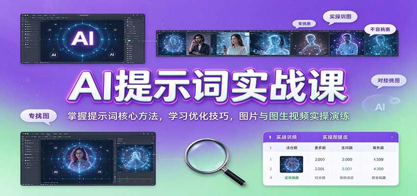 AI提示词实战课：掌握提示词核心方法，学习优化技巧，图片与图生视频实操演练-海之城短剧项目
