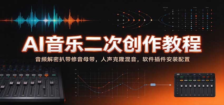 AI音乐二次创作教程：音频解密扒带修音母带，人声克隆混音，软件插件安装配置-海之城短剧项目