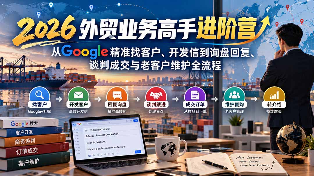 2026外贸业务高手进阶营：从Google精准找客户、开发信到询盘回复、谈判成交与老客户维护全流程-海之城短剧项目