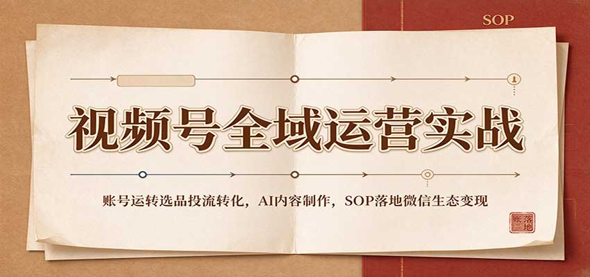 视频号全域运营实战：账号运转选品投流转化，AI内容制作，SOP落地微信生态变现-海之城短剧项目