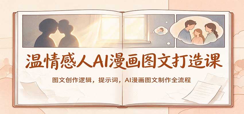 温情感人AI漫画图文打造课：图文创作逻辑，提示词，AI漫画图文制作全流程-海之城短剧项目
