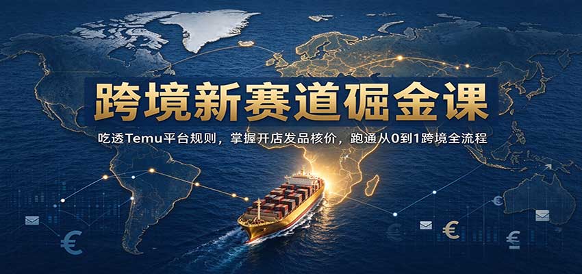 跨境新赛道掘金课：吃透Temu平台规则，掌握开店发品核价，跑通从0到1跨境全流程-海之城短剧项目