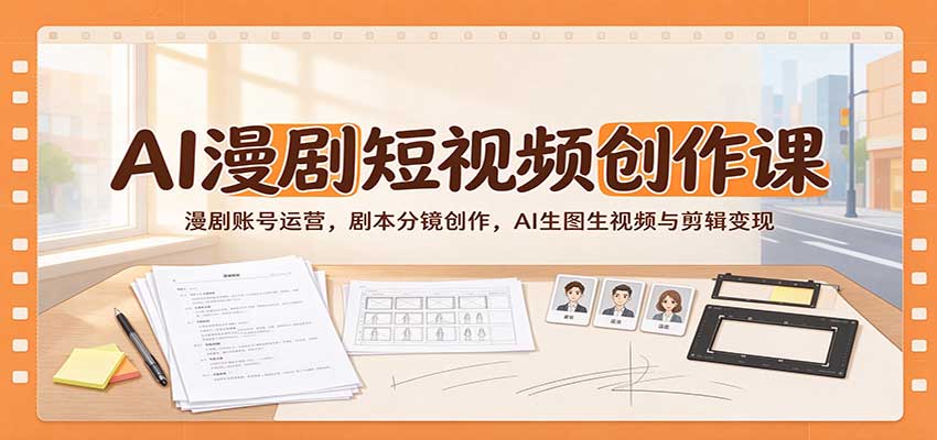 AI漫剧短视频创作课：漫剧账号运营，剧本分镜创作，AI生图生视频与剪辑变现-海之城短剧项目