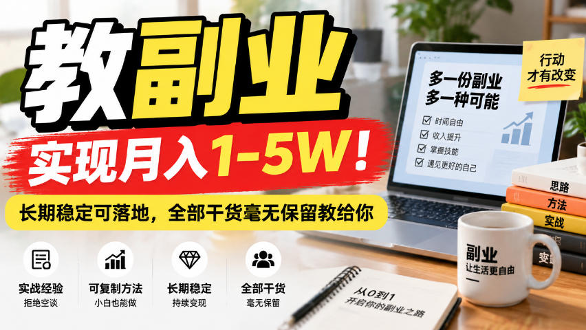 “教副业”实现月入1-5W！长期稳定可落地，全部干货毫无保留教给你-海之城短剧项目