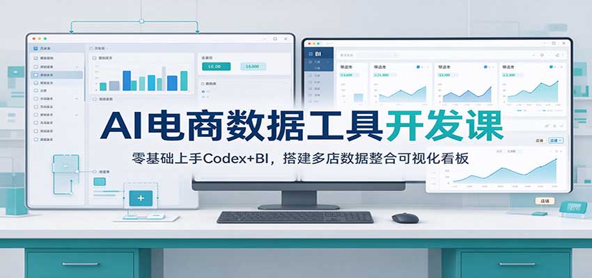 AI电商数据工具开发课：零基础上手Codex+BI，搭建多店数据整合可视化看板-海之城短剧项目