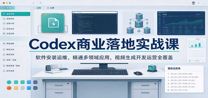 Codex商业落地实战课：软件安装运维，精通多领域应用，视频生成开发运营全覆盖-海之城短剧项目