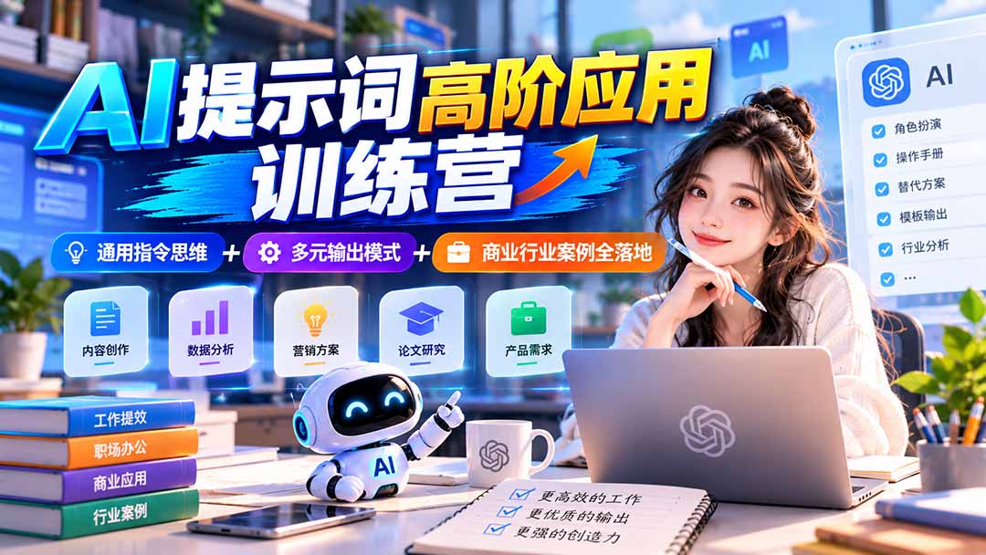 【无水印】AI提示词高阶应用训练营｜通用指令思维+多元输出模式+商业行业案例全落地-海之城短剧项目