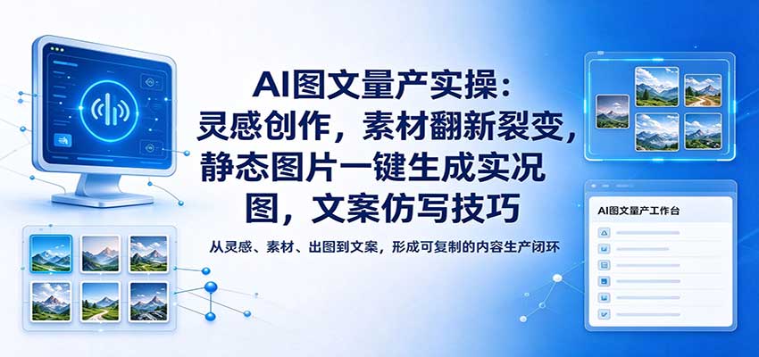 AI图文量产实操：灵感创作，素材翻新裂变，静态图片一键生成实况图，文案仿写技巧-海之城短剧项目