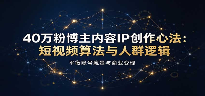 40万粉博主内容IP创作心法：短视频算法与人群逻辑，平衡账号流量与商业变现-海之城短剧项目