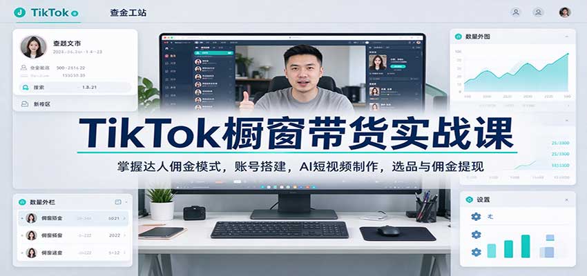 TikTok橱窗带货实战课：掌握达人佣金模式，账号搭建，AI短视频制作，选品与佣金提现-海之城短剧项目