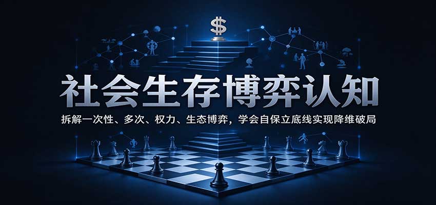 社会生存博弈认知：拆解一次性、多次、权力、生态博弈，学会自保立底线实现降维破局-海之城短剧项目