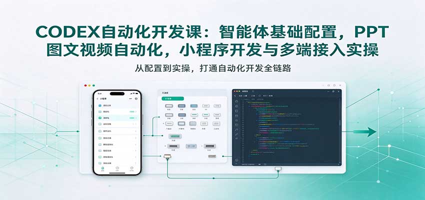 CODEX自动化开发课：智能体基础配置，PPT图文视频自动化，小程序开发与多端接入实操-海之城短剧项目