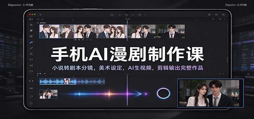 手机AI漫剧制作课：小说转剧本分镜，美术设定，AI生视频，剪辑输出完整作品-海之城短剧项目