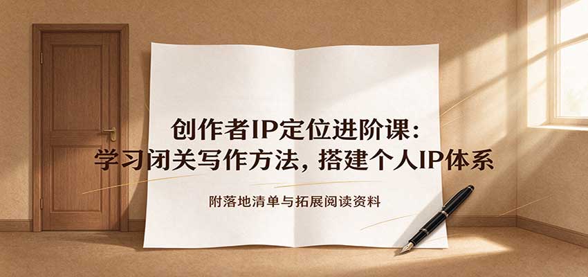 创作者IP定位进阶课：学习闭关写作方法，搭建个人IP体系，附落地清单与拓展阅读资料-海之城短剧项目