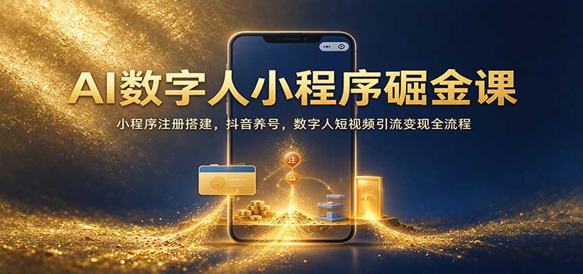 AI数字人小程序掘金课：小程序注册搭建，抖音养号，数字人短视频引流变现全流程-海之城短剧项目