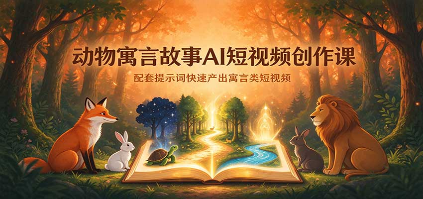 动物寓言故事AI短视频创作课：配套提示词快速产出寓言类短视频-海之城短剧项目