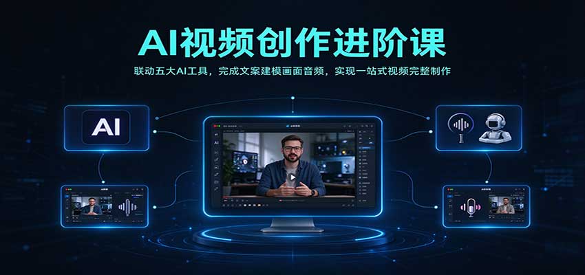 AI视频创作进阶课：联动五大AI工具，完成文案建模画面音频，实现一站式视频完整制作-海之城短剧项目