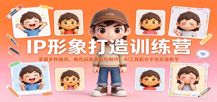 IP形象打造训练营：掌握多种画风，角色延展表情包制作，AI工具配合手绘实操教学-海之城短剧项目