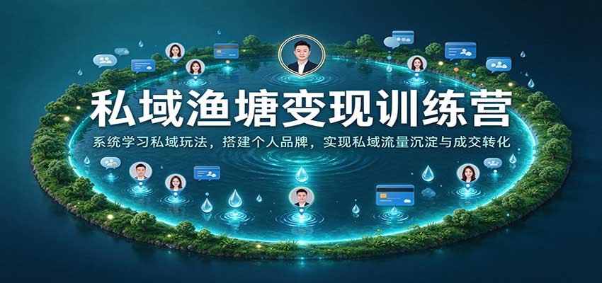 私域渔塘变现训练营：系统学习私域玩法，搭建个人品牌，实现私域流量沉淀与成交转化-海之城短剧项目