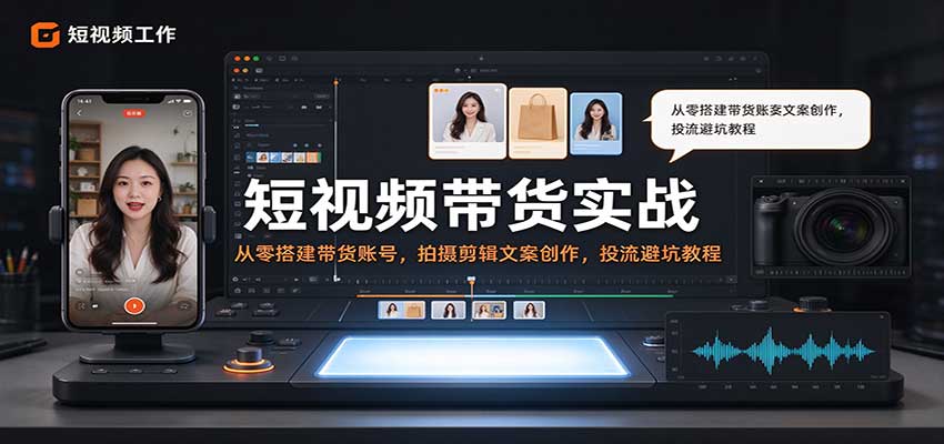 短视频带货实战：从零搭建带货账号，拍摄剪辑文案创作，投流避坑教程-海之城短剧项目